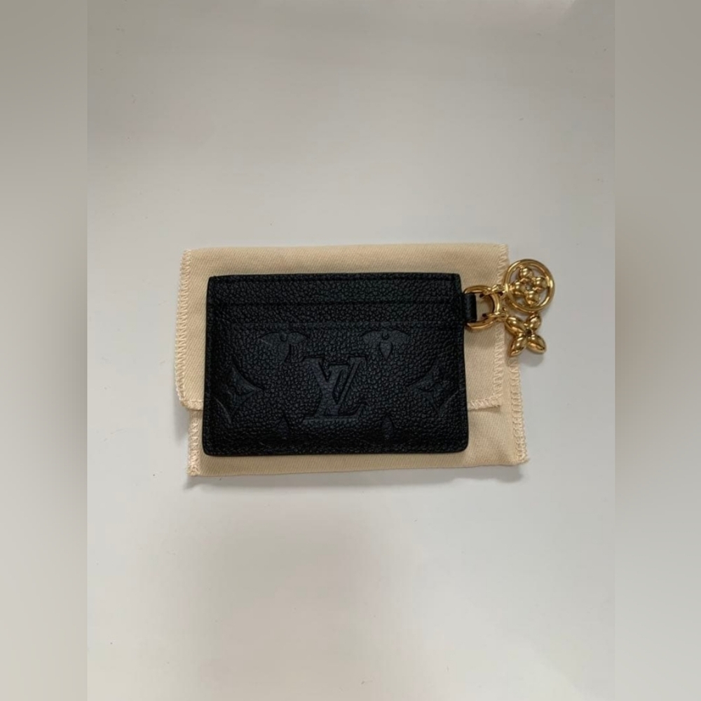 Louis Vuitton Black Monogram Empreinte Card Holder with Gold Charm - Picture 3 of 7